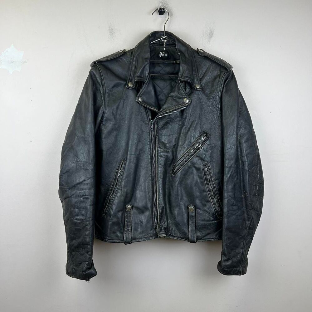 Vintage 60s AMF Harley Davidson Leather Biker Jacket Size 40 / L